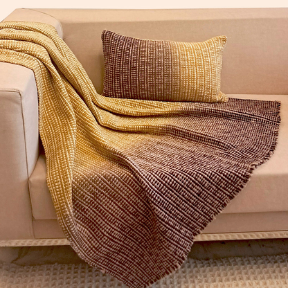 Cotton Wool Linen Mustard Ombre Throw : Edgar