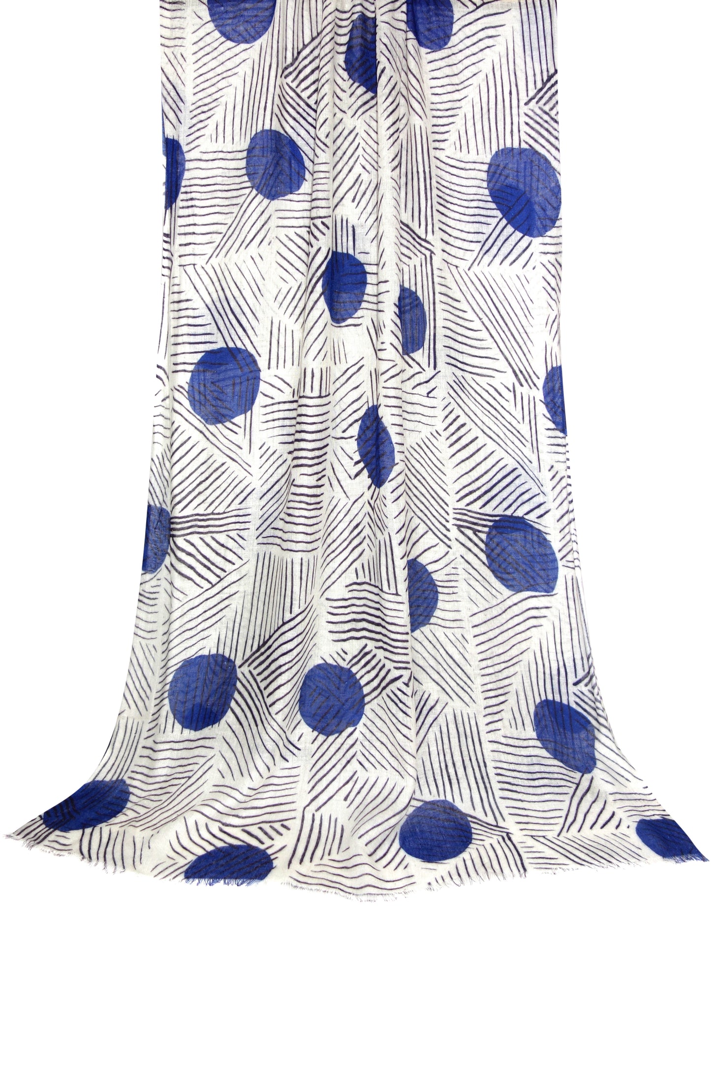 White & Inky Blue Geometric Silk Cashmere Scarf 3- Pashma_Women_s