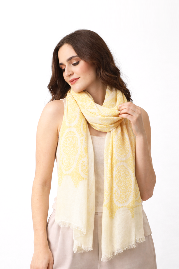 Sun Glow Paisley Silk Cashmere Scarf