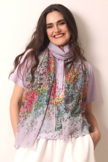 lilac floral print cotton modal T-shirt 2- Pashma Women's