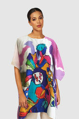 Multicolour Abstract Silk Kaftan