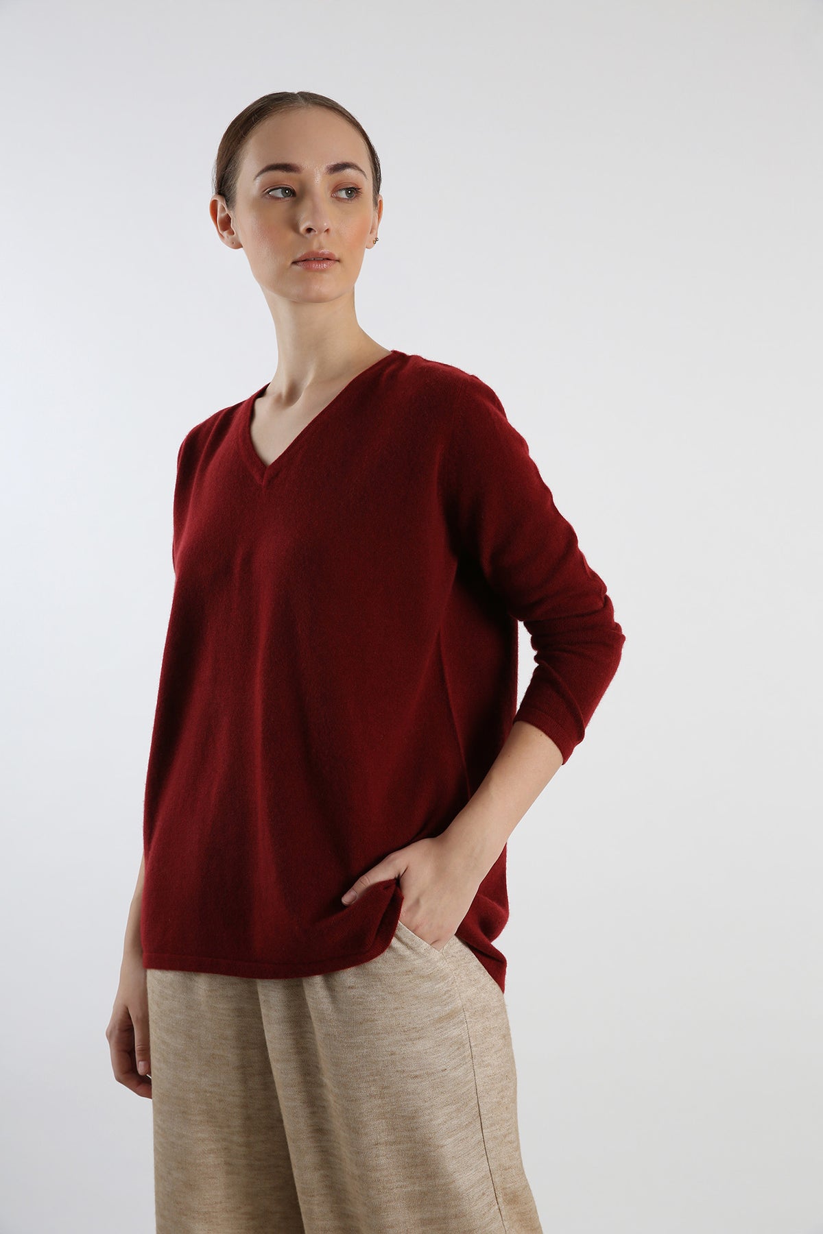 V Neck Pure Cashmere Sweater