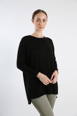 Black Boat Neck Winter Cashmere Sweater