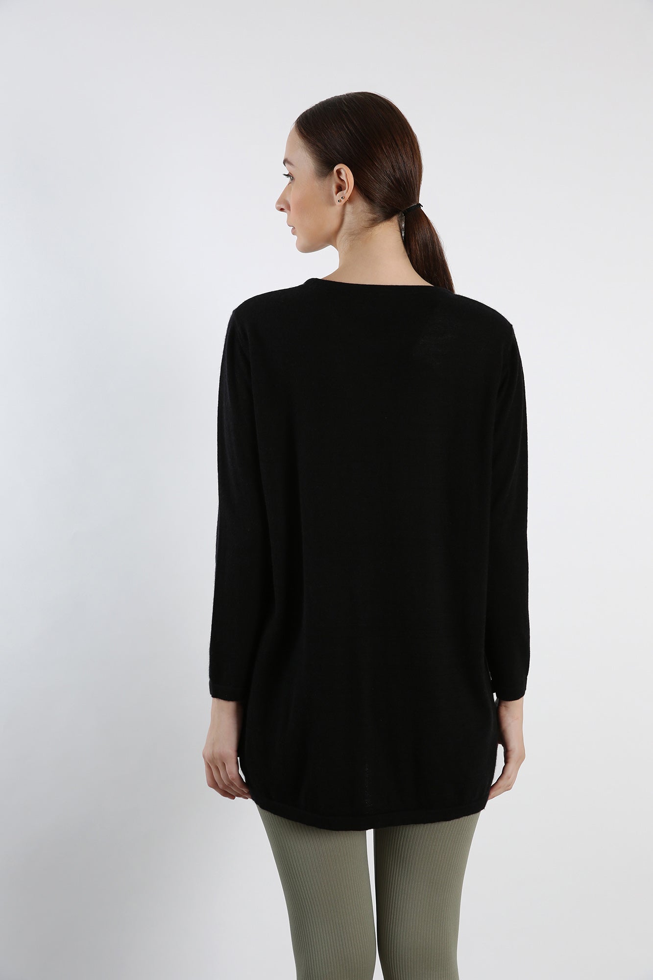 Black Boat Neck Winter Cashmere Sweater