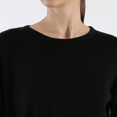 Black Boat Neck Winter Cashmere Sweater