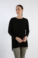 Black Boat Neck Winter Cashmere Sweater